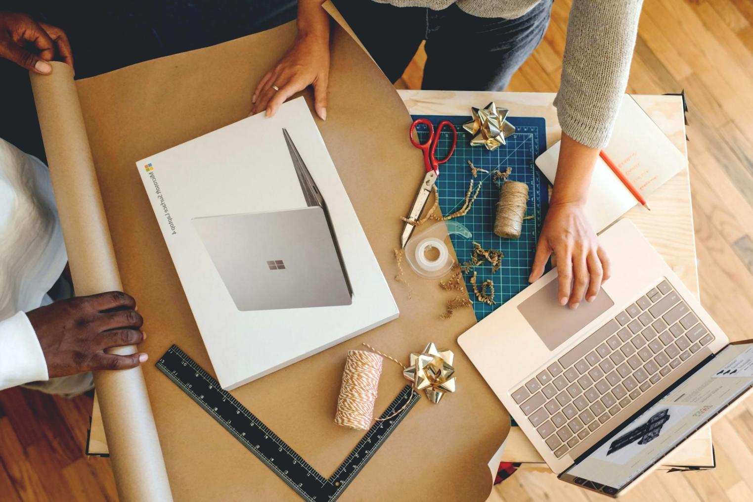 Financial planning workspace with budgeting tools and charts